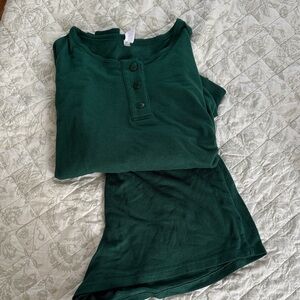 stars above Dark Green Henley Pajama Set